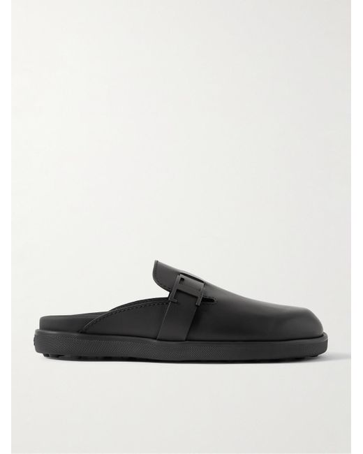 Tod's Black Leather Clogs for men