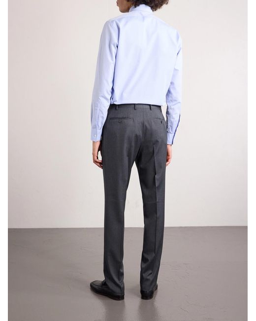 Canali Blue Ff Tapered Wool Suit Trousers for men