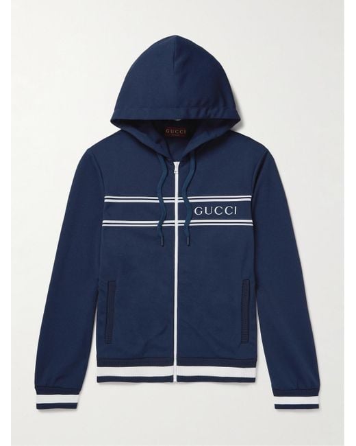 Gucci Hoodie aus technischem Piqué mit Logoprint in Blue für Herren