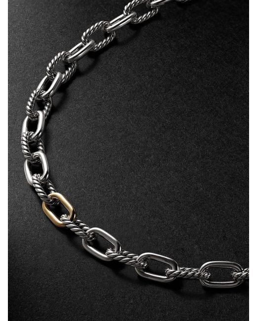 David Yurman Black Madison Sterling Silver And 18-karat Gold Chain Necklace for men