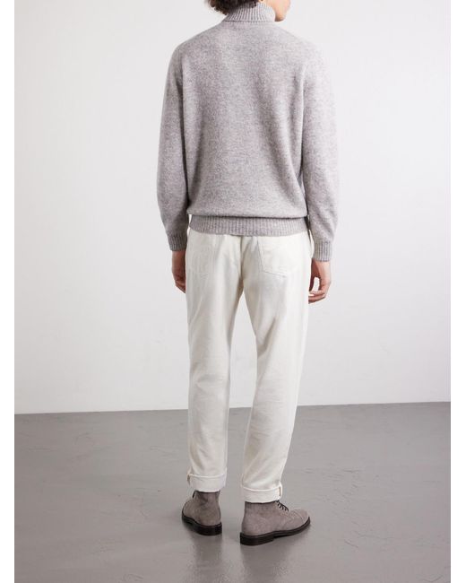 Brunello Cucinelli White Alpaca-Blend Rollneck Sweater for men