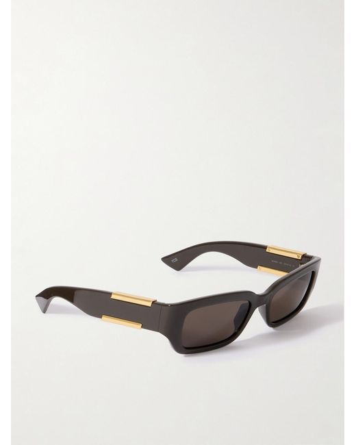 Bottega Veneta Brown Rectangle-frame Acetate And Gold-tone Sunglasses for men