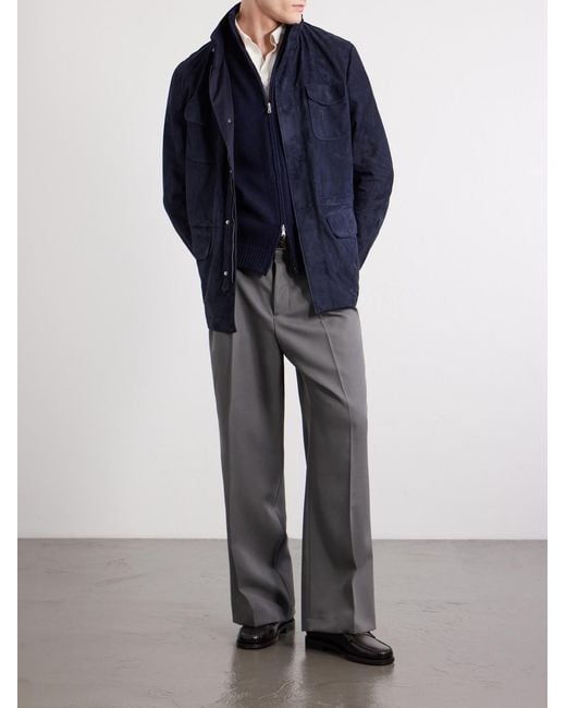 Thom Sweeney Blue Field Suede Jacket for men