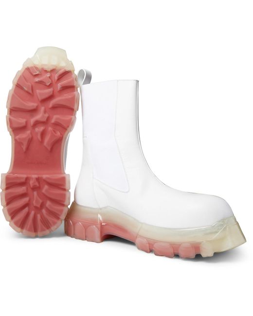 靴 Rick Owens Mega Bozo Tractor Beetle Rick Owens Mega Bozo Tractor Beetle Leather Boots in White