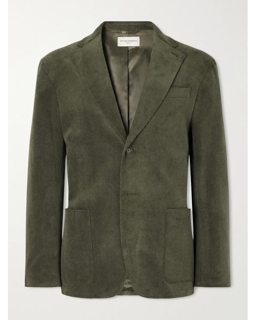 Officine Generale Green Michel Cotton-Blend Corduroy Suit Jacket for men