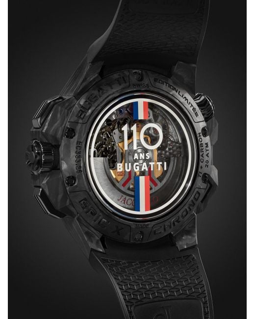 Bugatti Cronografo automatico 47 mm in fibra di carbonio e titanio con cinturino in gomma Epic X Limited Edition di Jacob & Co in Black da Uomo