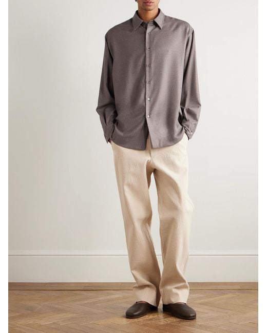 Auralee Gray Wool-Twill Shirt for men