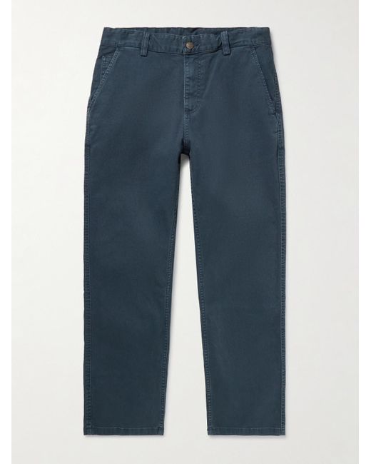 Corridor NYC Blue Straight-Leg Garment-Dyed Stretch-Cotton Twill Trousers for men