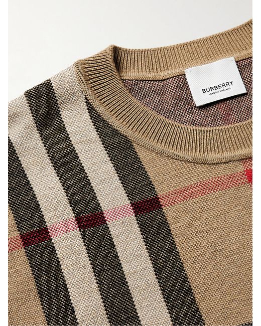 Burberry Natural Checked Birdseye Silk And Wool-blend T-shirt for men
