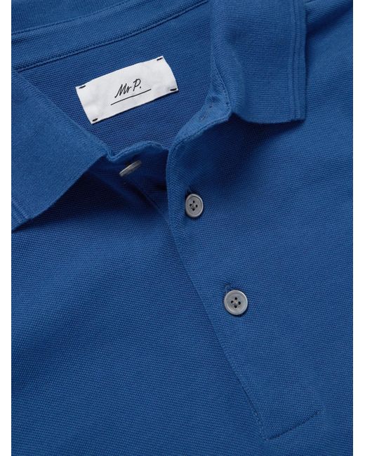 Mr P. Schmal geschnittenes Polohemd aus Baumwoll-Piqué in Blue für Herren