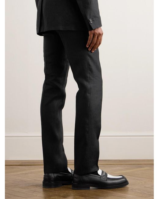 Mr P. Black Philip Straight-leg Linen-twill Suit Trousers for men