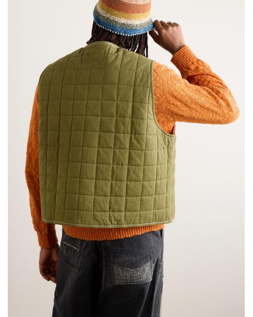 STORY mfg. Green Saturn Patchwork Organic Cotton Gilet for men