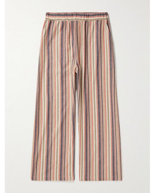 The Elder Statesman Pink Striped Cashmere-Blend Flannel Trousers for men