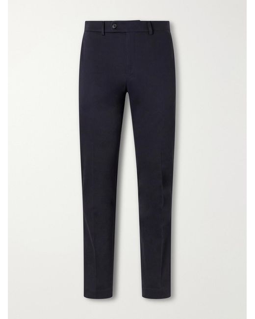 Slowear Blue Straight-leg Stretch-cotton Gabardine Trousers for men