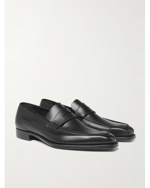 George Cleverley Black George Leather Penny Loafers for men