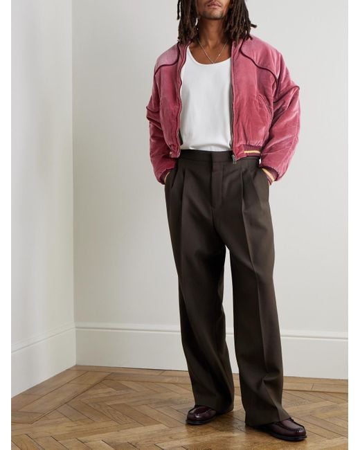 Kapital Pink Logo-Embroidered Zip-Detailed Cotton-Velvet Bomber Jacket for men