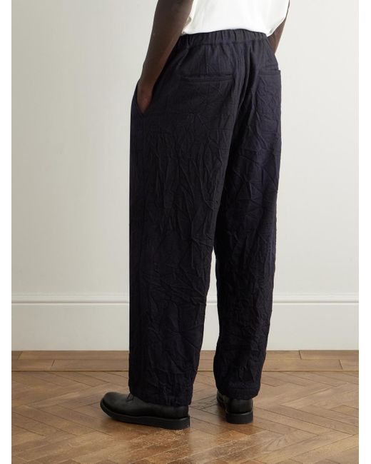 Blue Blue Japan Blue Straight-Leg Wool-Blend Trousers for men