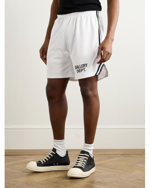 GALLERY DEPT. White Venice Court Wide-Leg Logo-Print Webbing-Trimmed Mesh Shorts for men