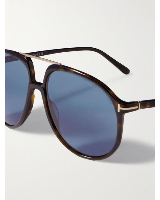 Tom Ford Blue Archie Aviator-style Tortoiseshell Acetate Sunglasses for men