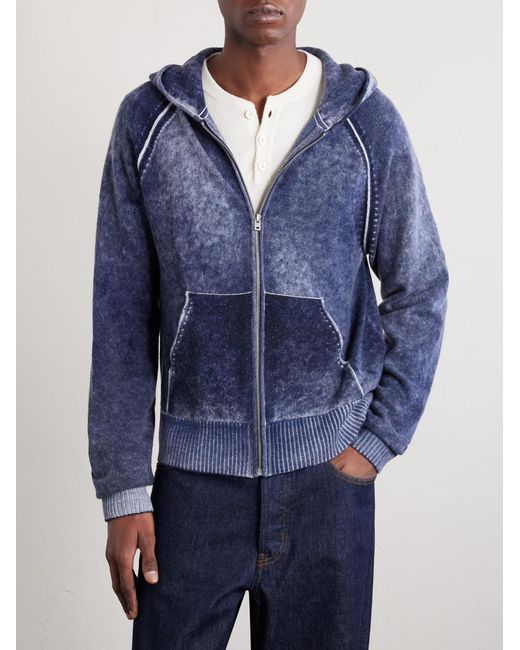 Kupiter Wool-Blend Hooded Sweater di Acne in Blue da Uomo