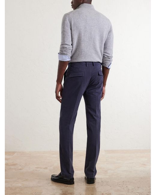 Massimo Alba Blue Ionio2 Straight-leg Cotton-blend Trousers for men