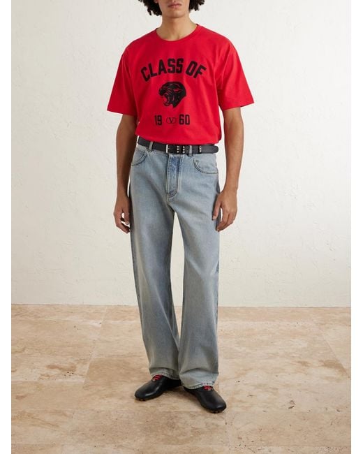 Valentino Garavani Red Logo-print Cotton-jersey T-shirt for men