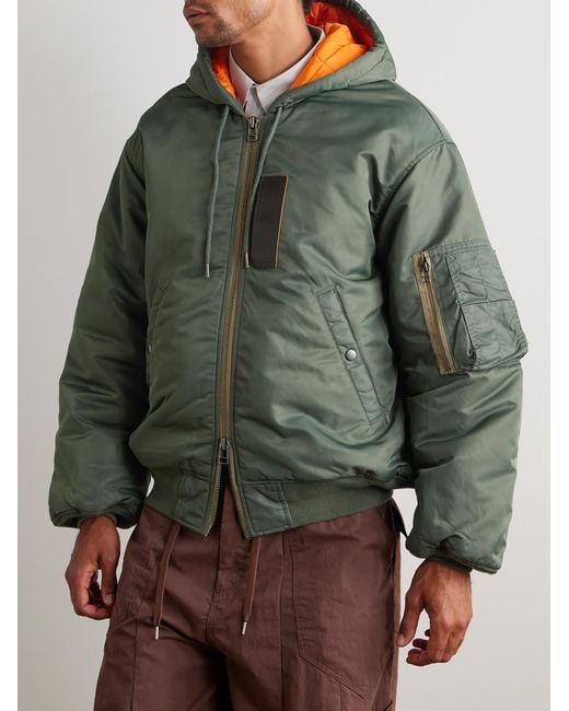 FRIZMWORKS Green Active Ma-1 Padded Shell Hooded Jacket for men