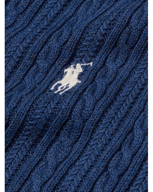 Polo Ralph Lauren Blue Logo-Embroidered Cable-Knit Cotton Vest for men
