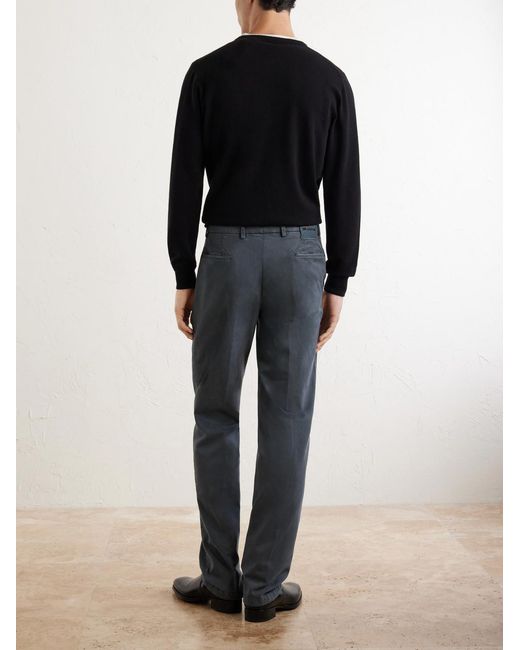Kiton Blue Straight-Leg Lyocell-Blend Trousers for men