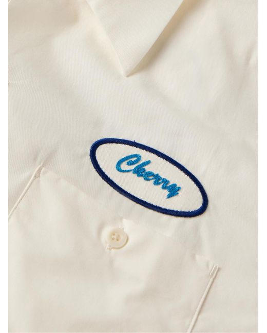 CHERRY LA Natural Logo-appliquéd Cotton-poplin Shirt for men