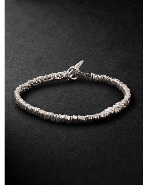 Meander Cord And Sterling Beaded Bracelet di MAOR in Black da Uomo