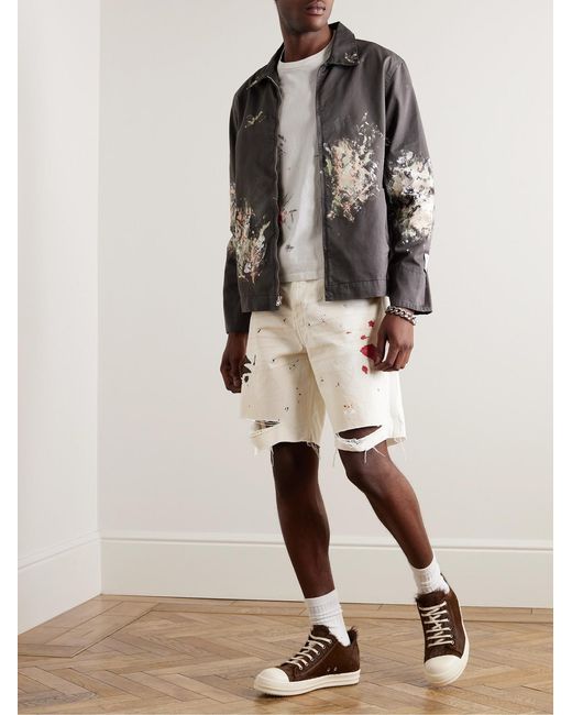 GALLERY DEPT. Natural Flea Carpenter Straight-Leg Distressed Paint-Splattered Denim Shorts for men