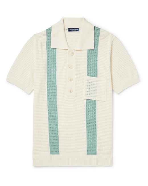 Frescobol Carioca Natural Clemente Striped Pointelle-knit Cotton Polo Shirt for men