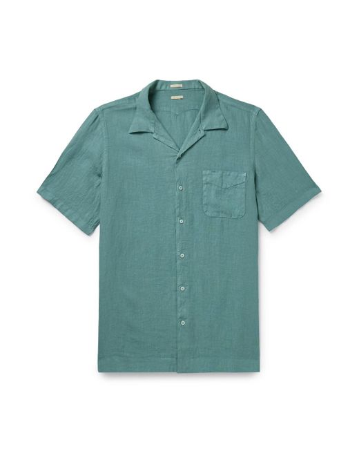 Massimo Alba Green Venice Convertible-collar Cotton Shirt for men