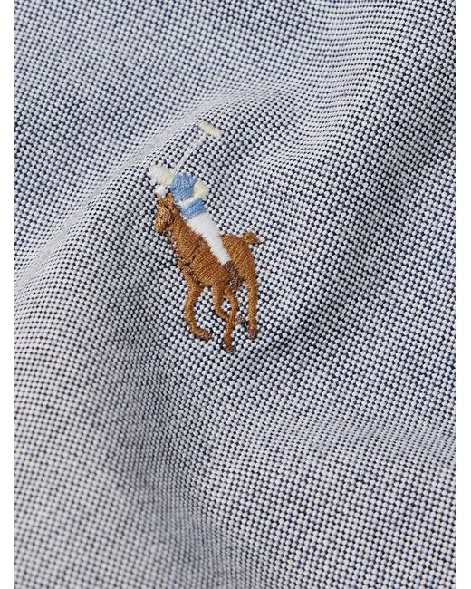 Polo Ralph Lauren Gray Button-Down Collar Logo-Embroidered Cotton Oxford Shirt for men