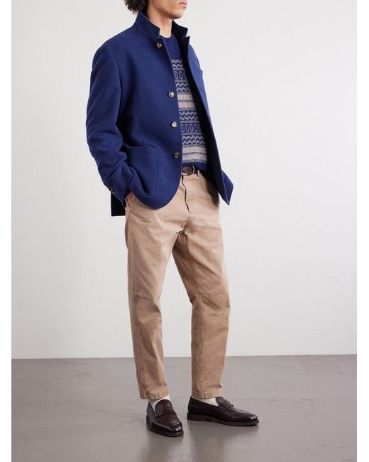 Brunello Cucinelli Natural Straight-Leg Cotton Trousres for men