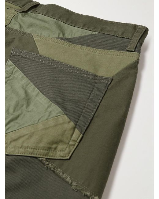 John Elliott Green Straight-Leg Patchwork Jeans for men