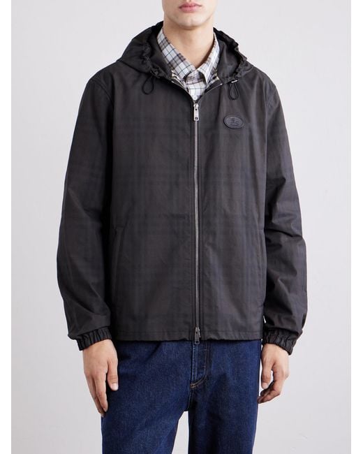 Burberry Black Newport Logo-Appliquéd Checked Cotton Jacket for men