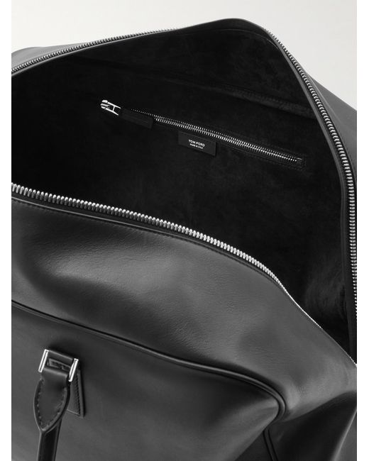 Logo-Print Leather Weekend Bag di Tom Ford in Black da Uomo