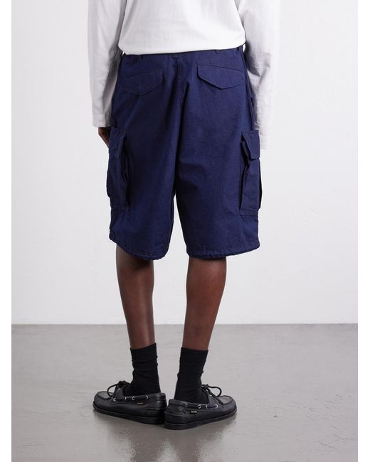 Beams Plus Blue Straight-Leg Cotton-Ripstop Cargo Shorts for men