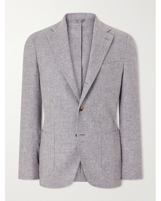 De Petrillo Gray Posillipo Wool And Cashmere-Blend Blazer for men