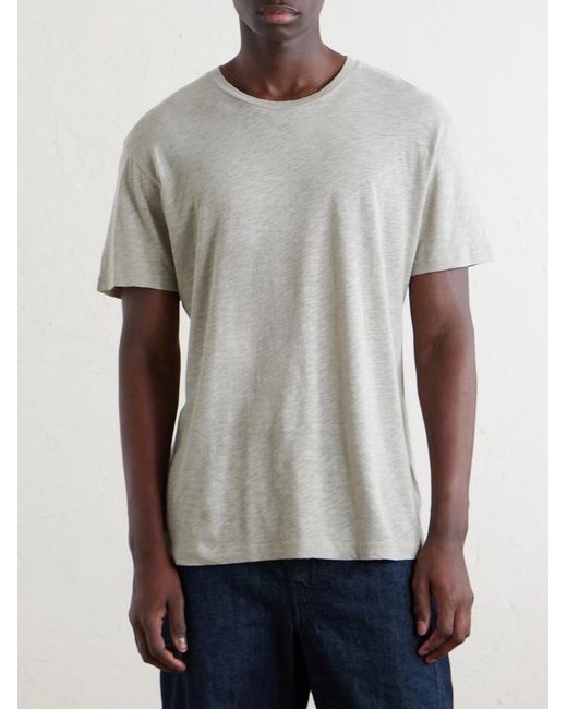 Sunspel White Cotton And Linen-Blend T-Shirt for men