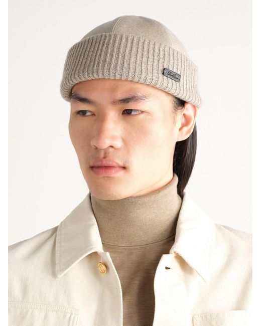 Loro Piana Natural Logo-Appliquéd Storm System Cashmere Beanie for men