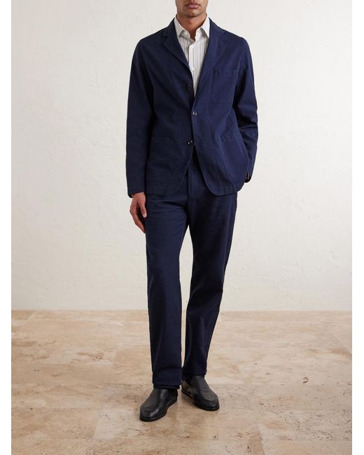Hartford Blue Julian Textured Cotton Blazer for men