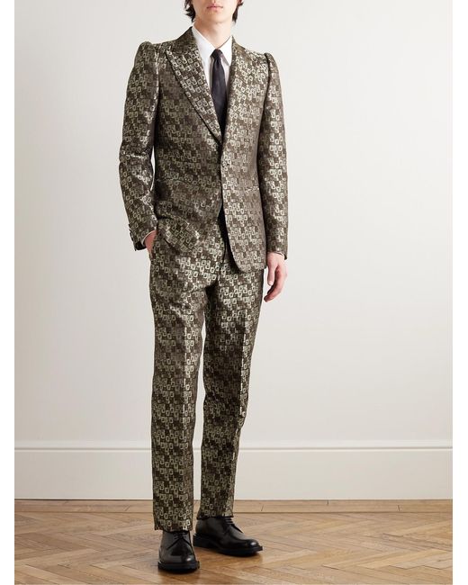 Dries Van Noten Gray Slim-Fit Metallic Jacquard Tuxedo for men