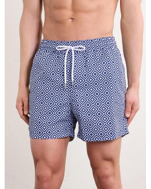 Frescobol Carioca Blue Rio Straight-leg Mid-length Recycled Swim Shorts for men