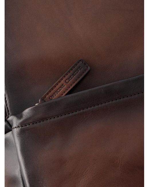 Officine Creative Brown Quentin 023 Full-grain Leather Backpack for men