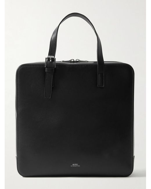 A.P.C. Black Nino Logo-print Faux-recycled Leather Briefcase for men