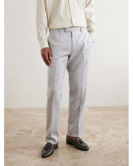 Mr P. White Straight-leg Linen And Wool-blend Suit Trousers for men
