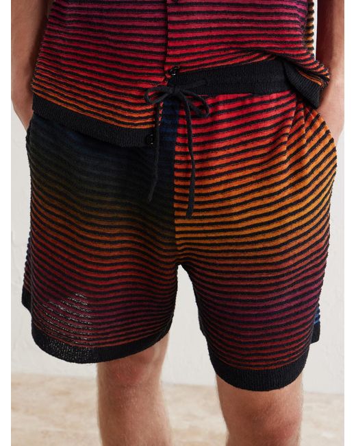 Loewe Red Paula's Ibiza Straight-Leg Striped Cotton-Blend Shorts for men